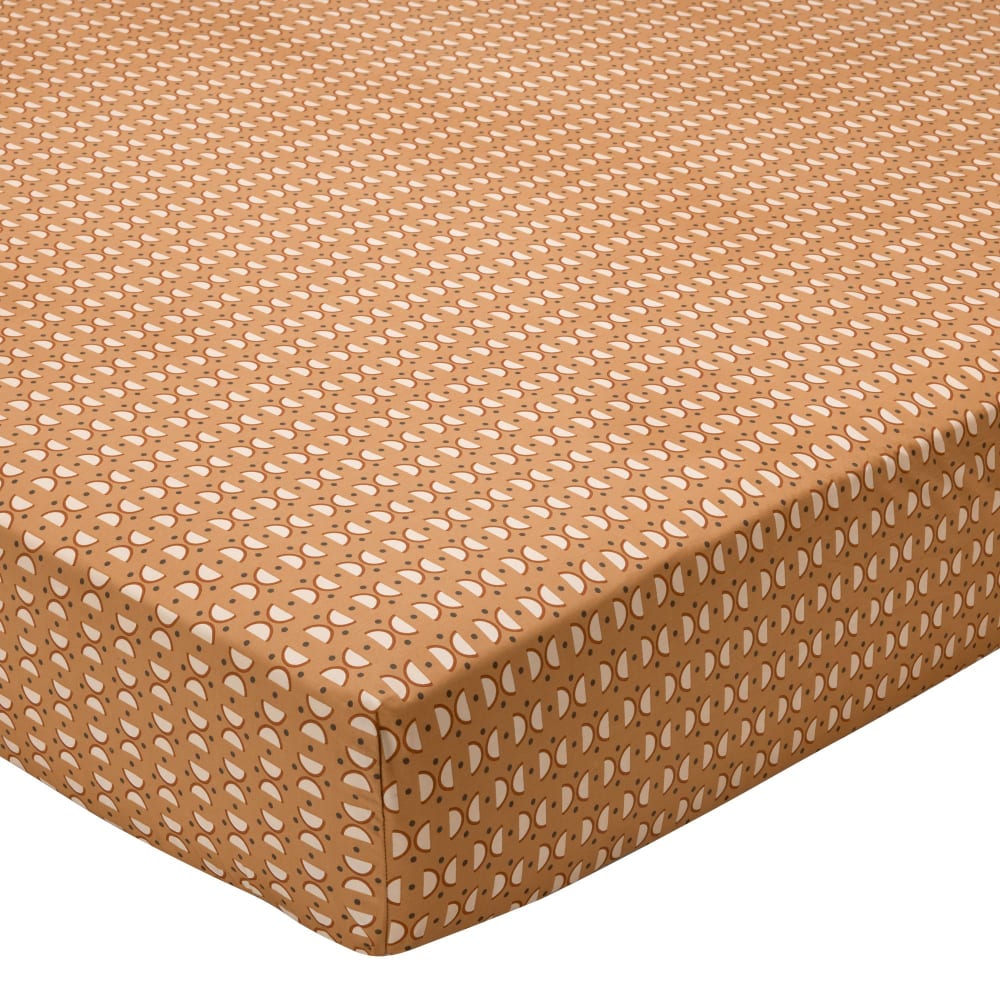 Drap-housse en coton jaune ocre 140x190x28cm