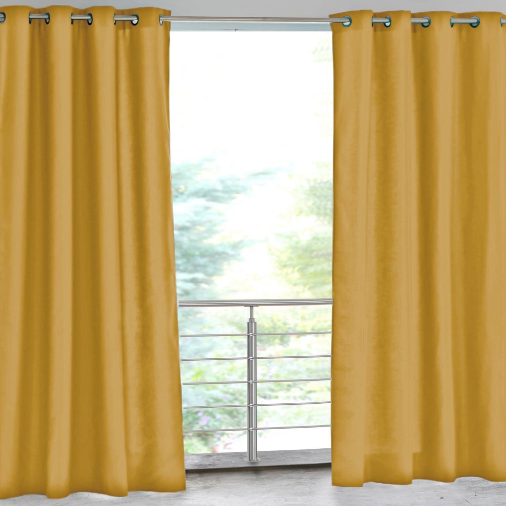 Rideau en polyester jaune - ocre