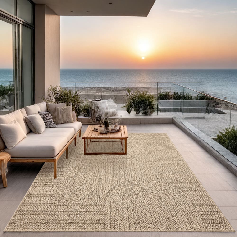 The carpet Teppich Outdoor Jute Optik Terrasse - Nature - 300 x 400 cm style modern Braun Pp - Polypropylen