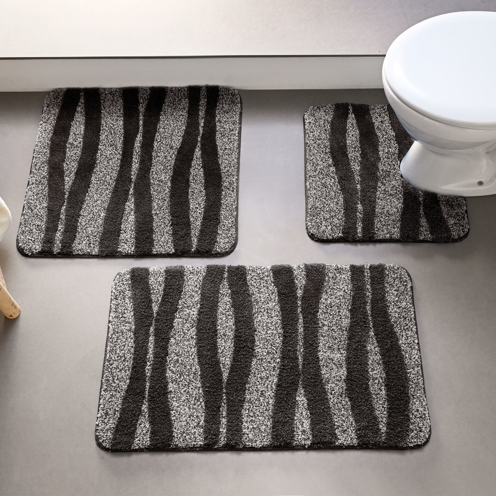 Tapis contour wc en polyester 2250 g/m² gris 50x45cm