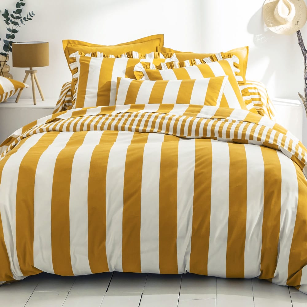 Housse de couette en coton jaune ocre 240x220cm — vue 3