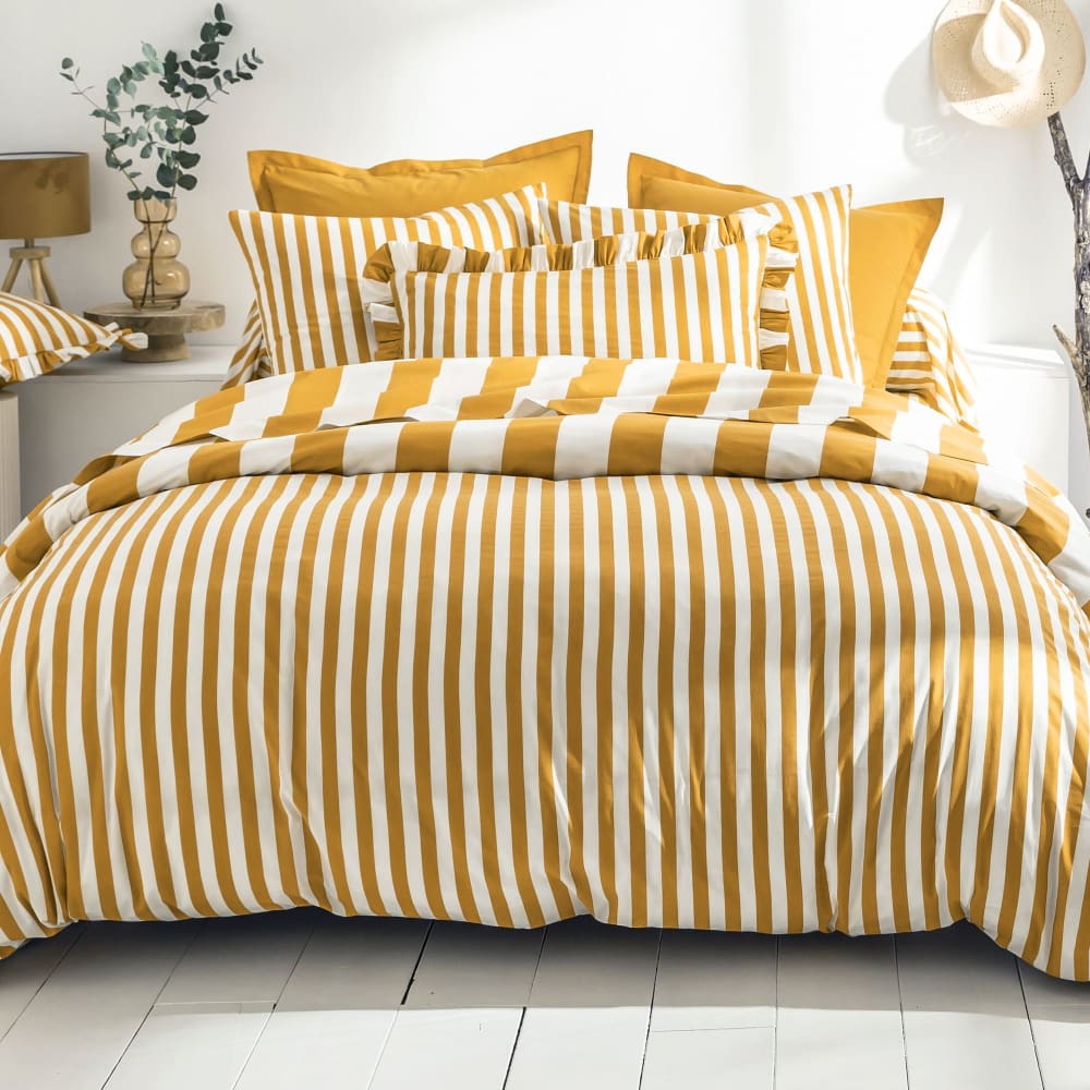 Housse de couette en coton jaune ocre 240x220cm — vue 4