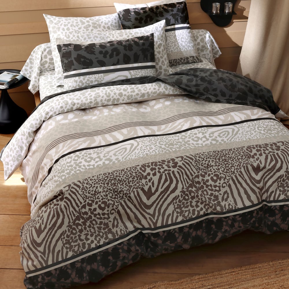 Housse de couette en coton gris 140x200cm