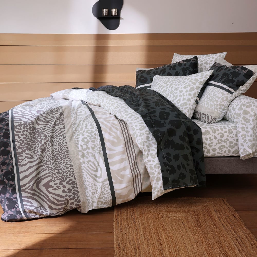 Housse de couette en coton gris 140x200cm — vue 3