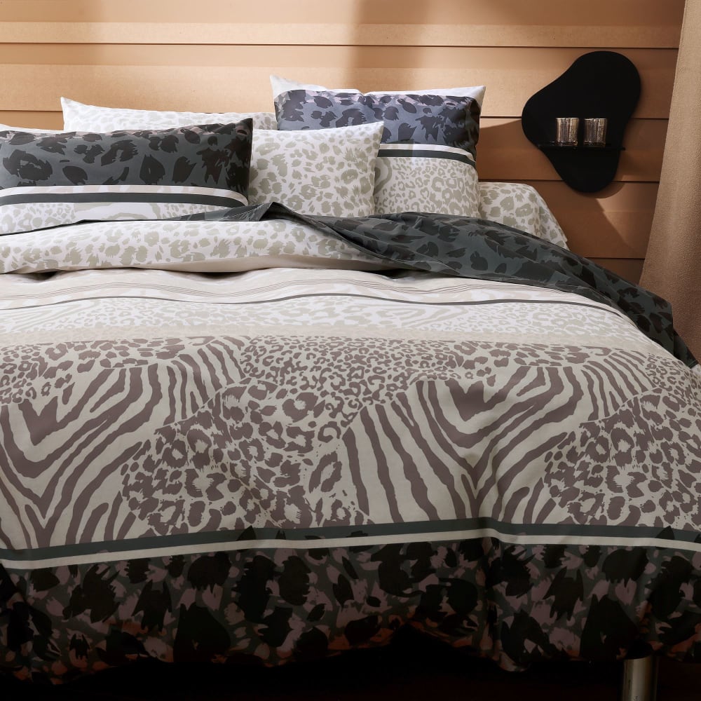 Housse de couette en coton gris 140x200cm — vue 4