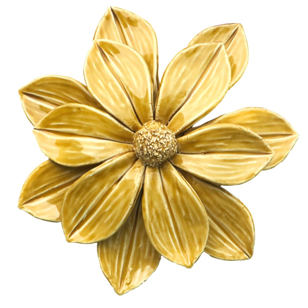 Objet décoration à poser en céramique jaune or moyen