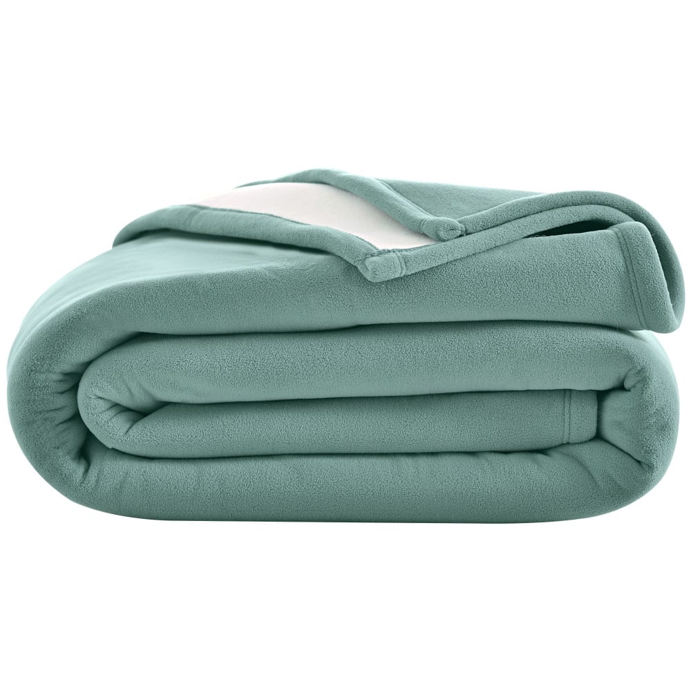 Couverture très chaude en polyester vert eucalyptus 240x260cm — vue 3