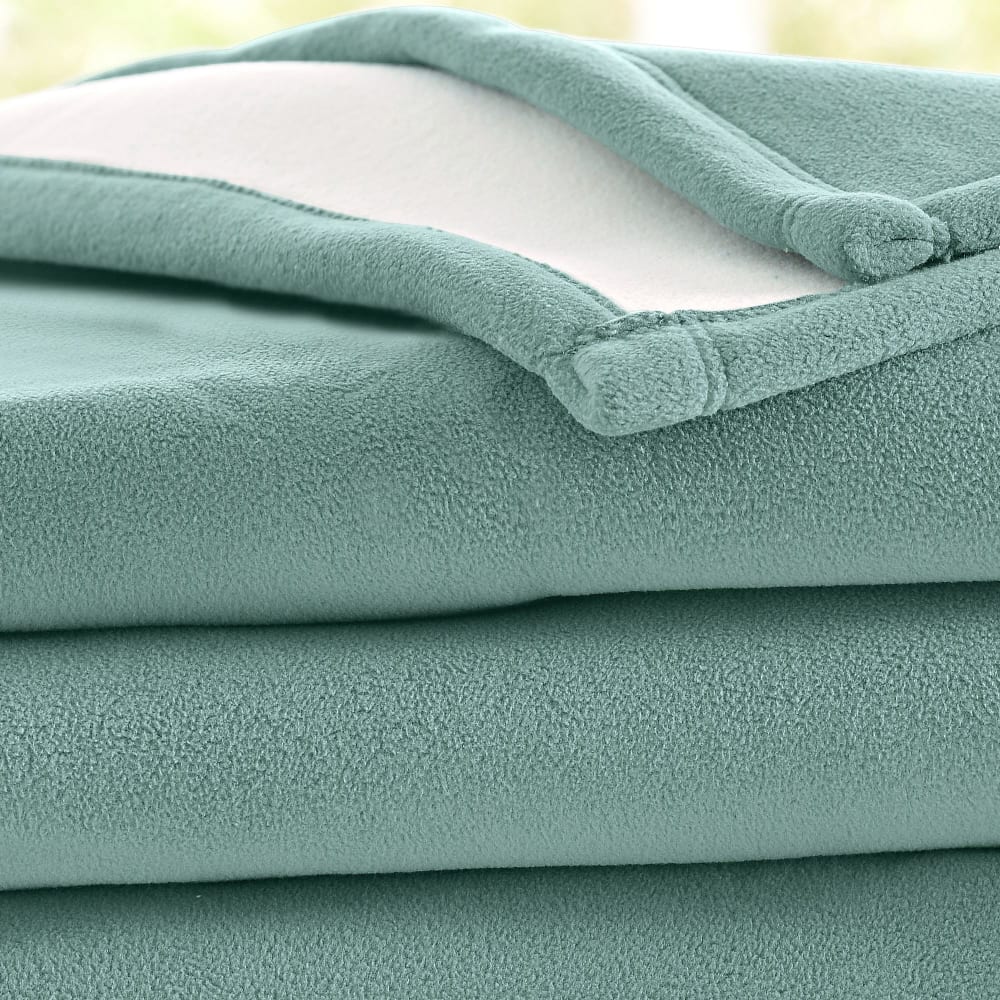 Couverture très chaude en polyester vert eucalyptus 240x260cm — vue 4