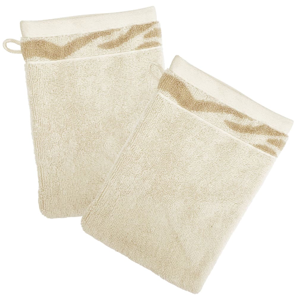 Lot de 2 gant de toilette en coton 500 g/m² beige 15x21cm