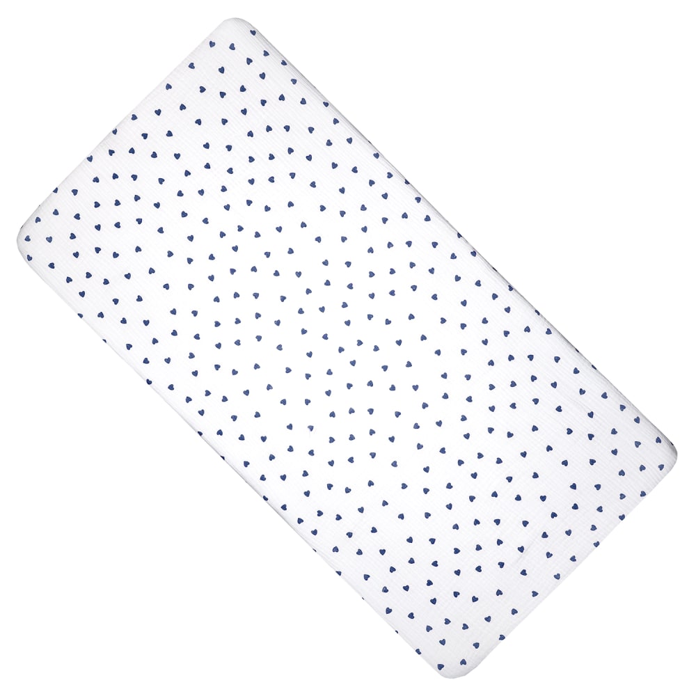 Drap housse berceau bébé en coton bleu 40x80 cm Drap housse berceau bébé en coton bleu 40x80 cm