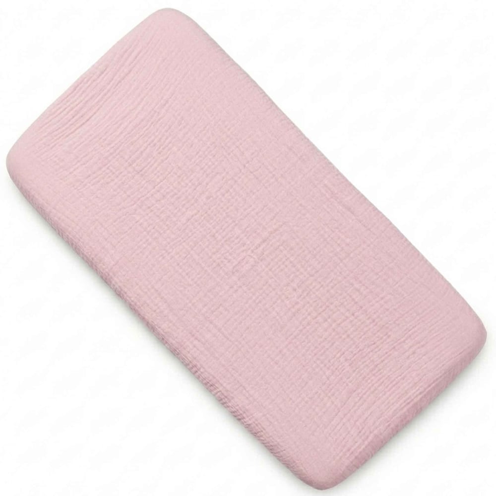 Drap housse berceau bébé gaze de coton rose 40x80 cm