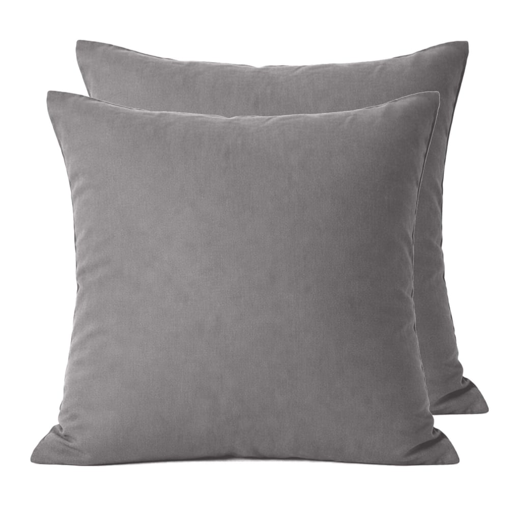 Lot de 2 taies d'oreiller en percale de coton unie gris 65x65 cm