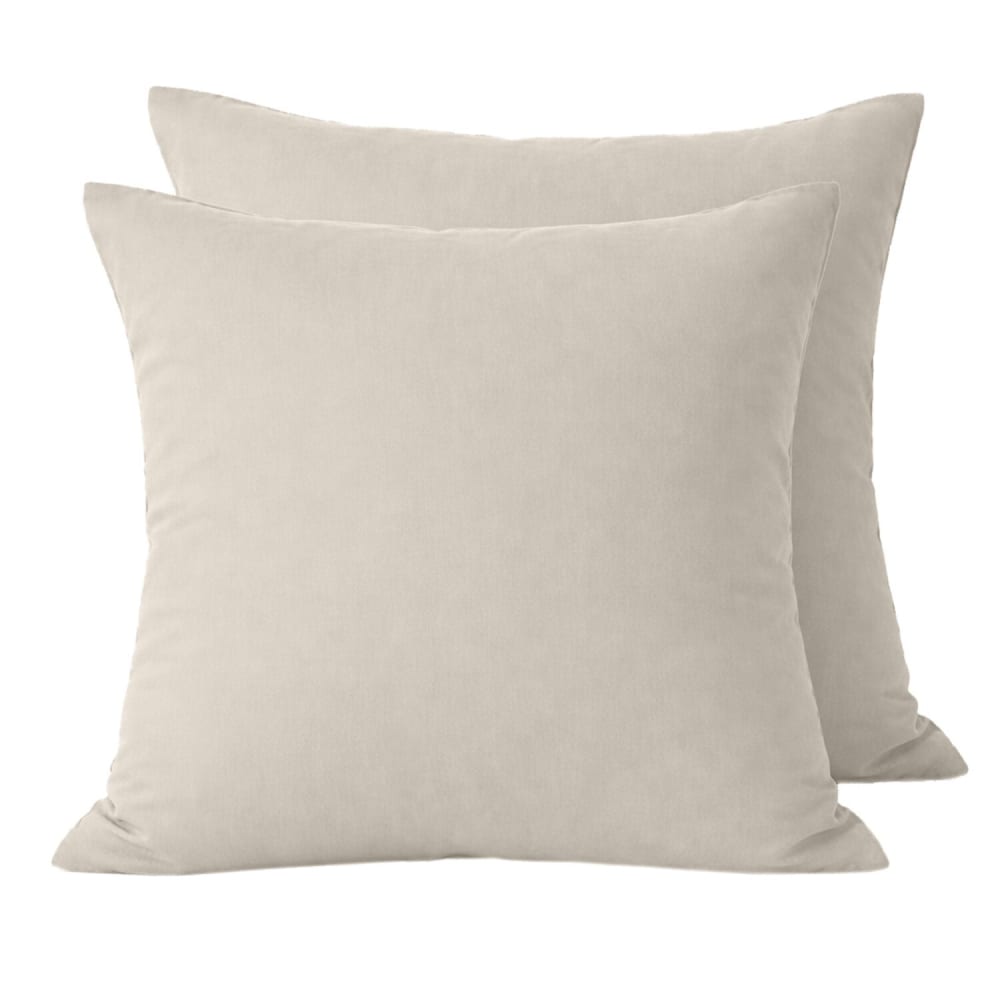 Lot de 2 taies d'oreiller en percale de coton unie écru 65x65 cm