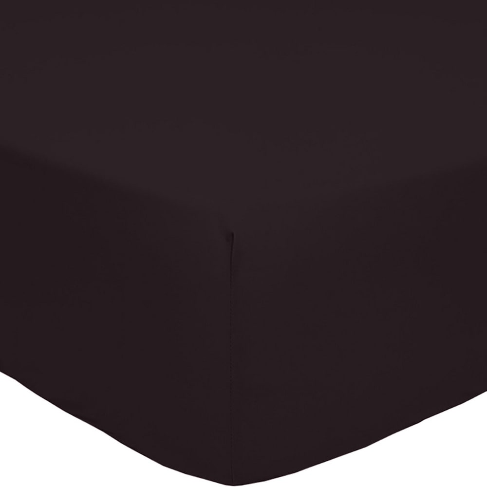 Drap housse percale de coton noir 160x200 cm