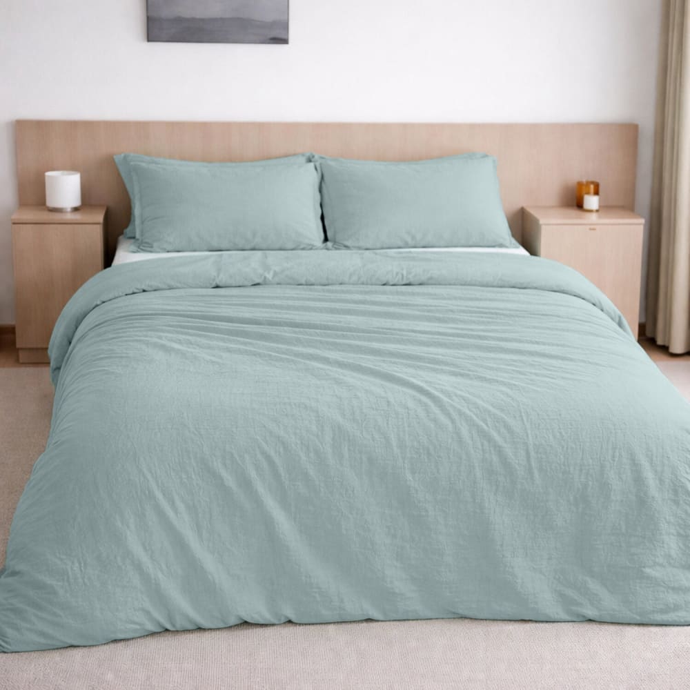 Drap housse gaze de coton bleu givrée 180x200 cm — vue 3