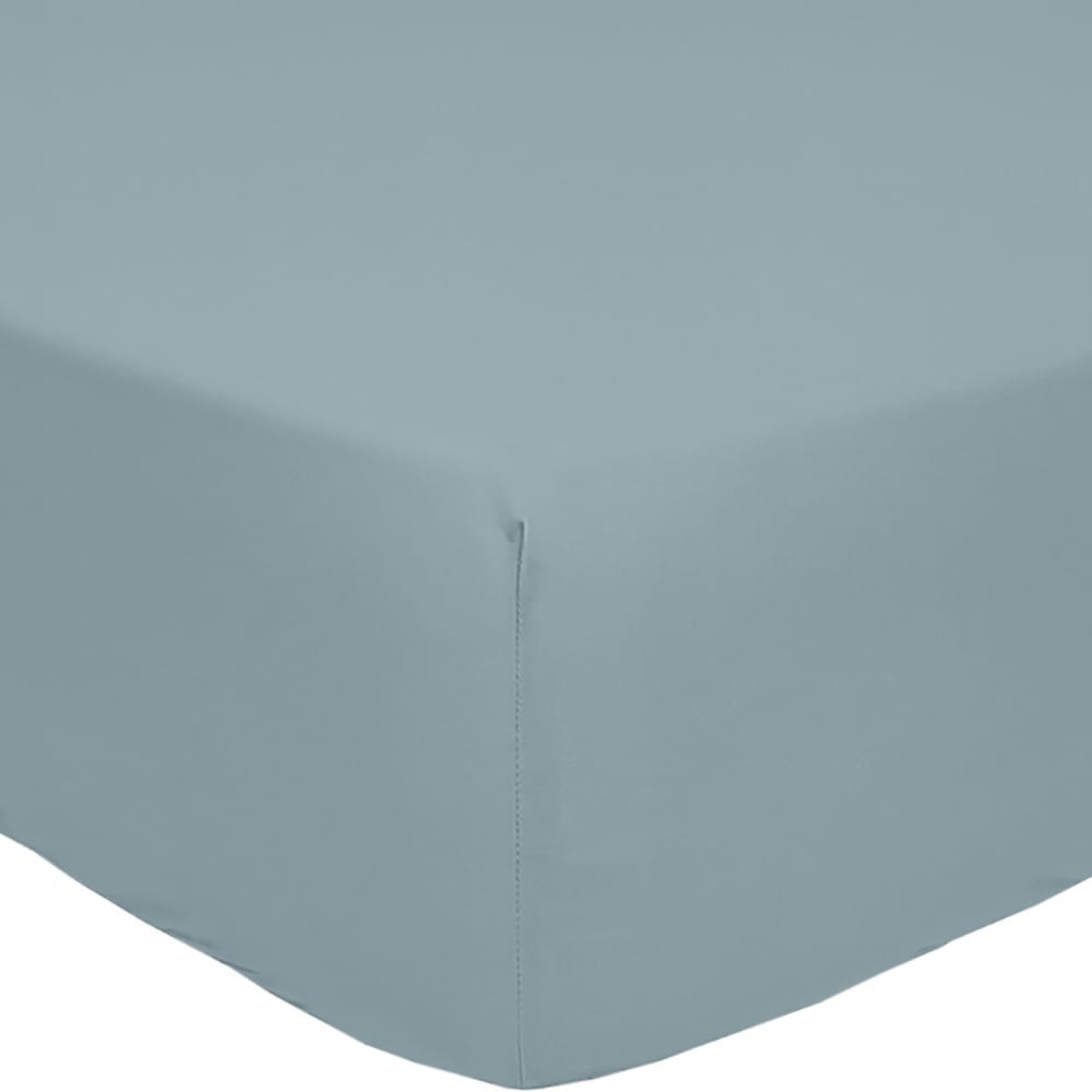 Drap housse percale de coton bleu 160x200 cm