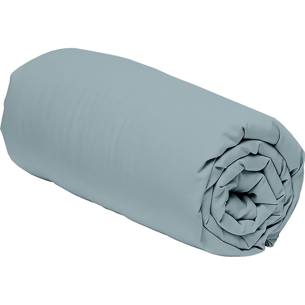 Drap housse percale de coton bleu 160x200 cm — vue 3