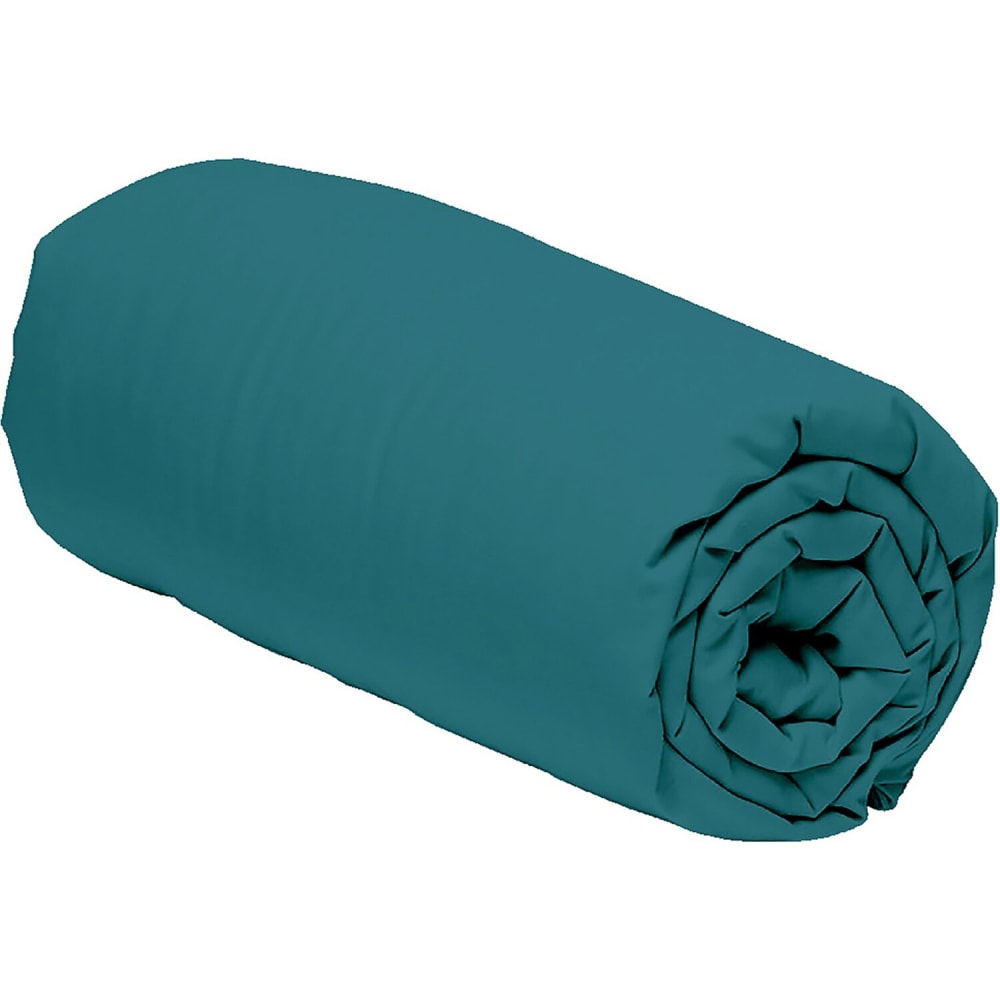 Drap housse percale de coton vert émeraude 180x200 cm — vue 3