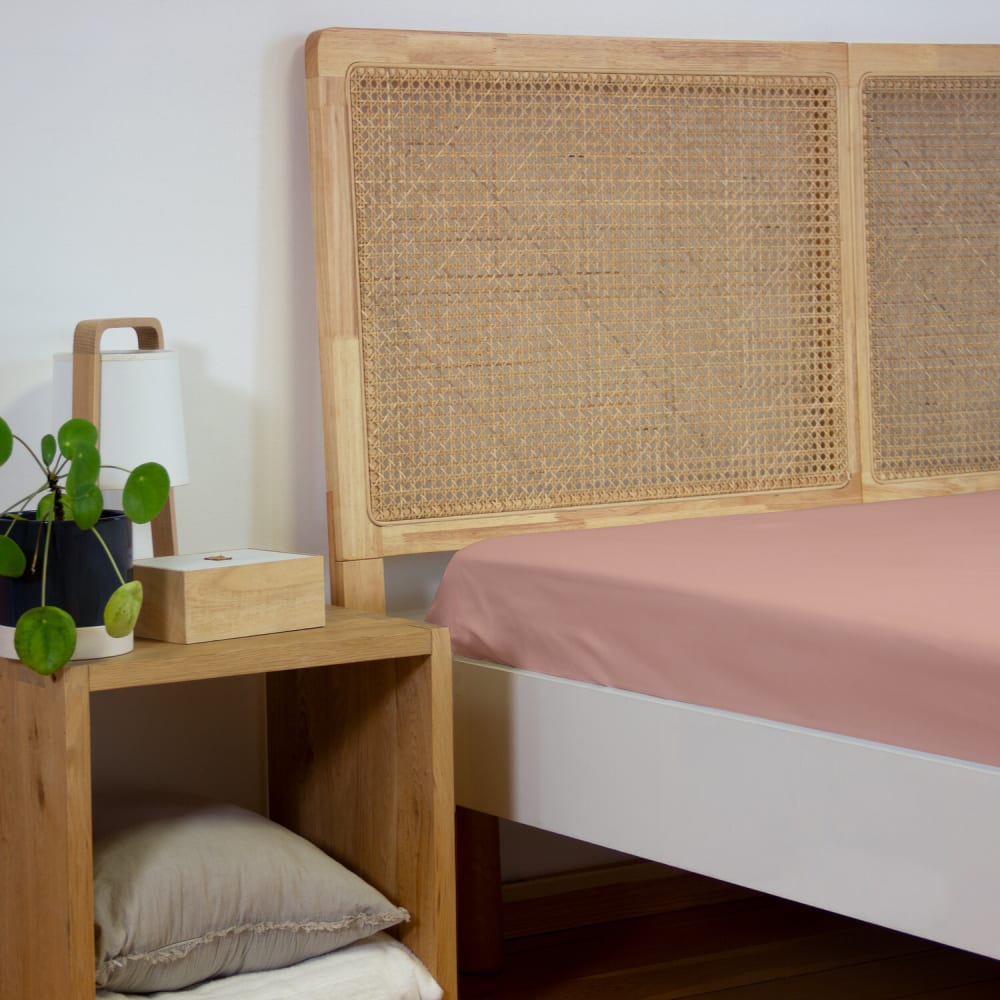 Drap housse percale de coton rose the 160x200 cm