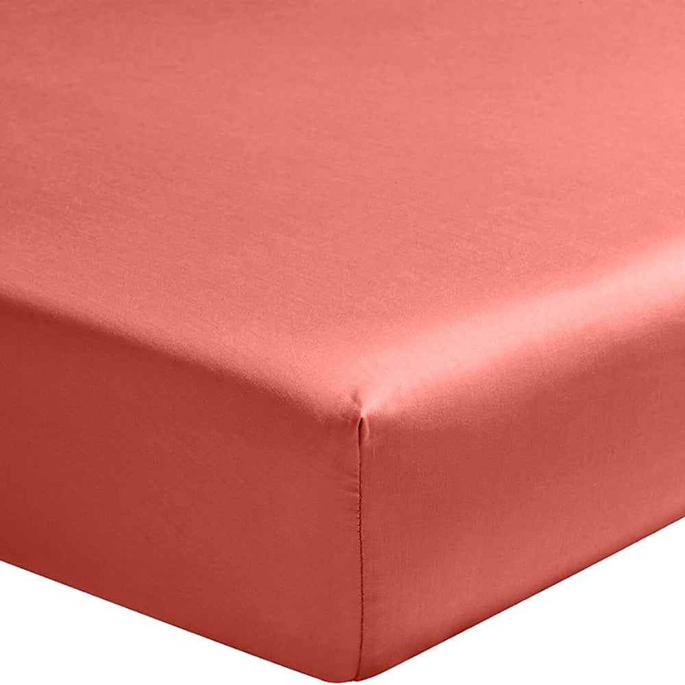 Drap housse satin de coton rouge brique 140x190 cm Drap housse satin de coton rouge brique 140x190 cm