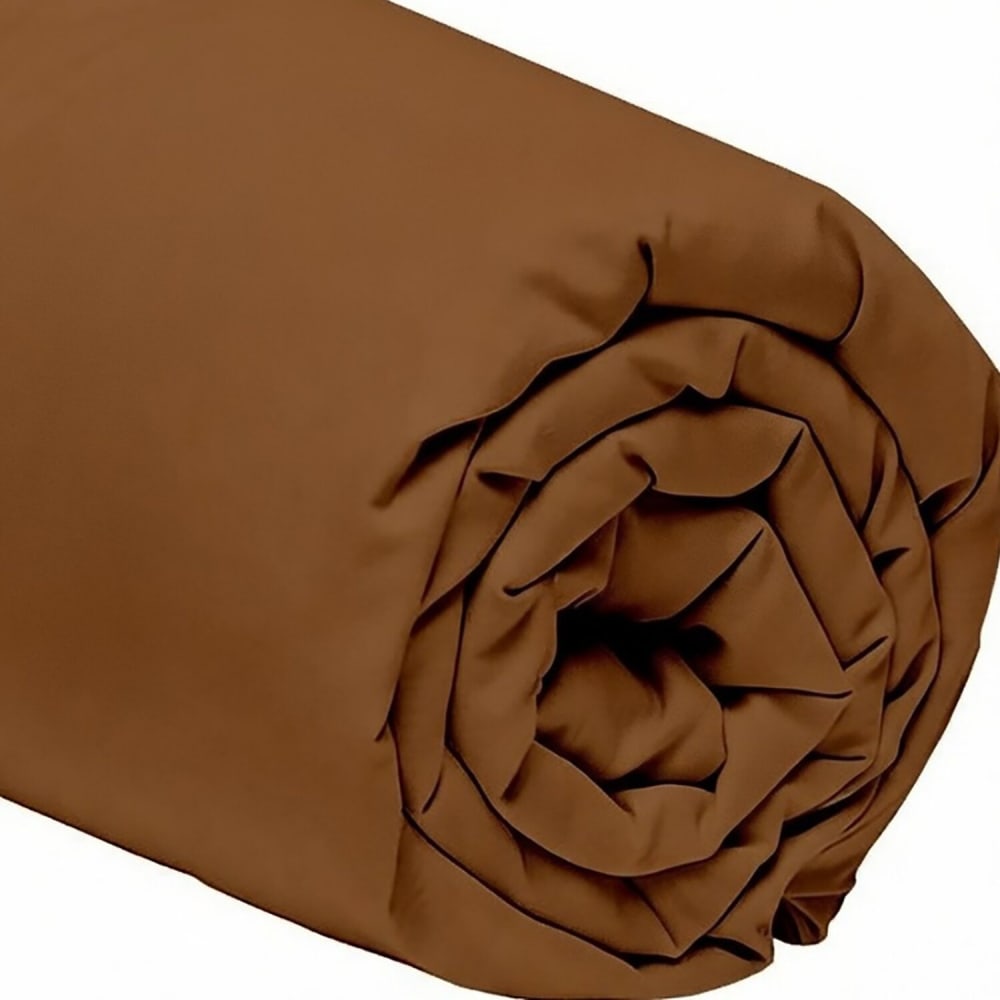Drap housse percale de coton orange ocre 180x200 cm — vue 4