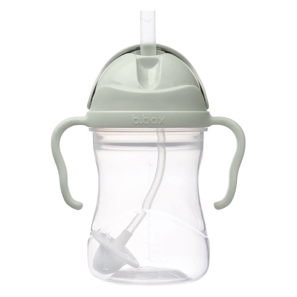 Tasse d'apprentissage bébé à paille vert de gris 18x10x8 cm