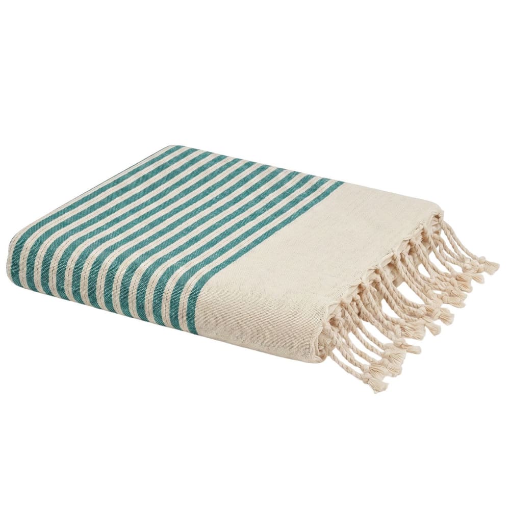 Fouta en coton recyclé turquoise 100x200 cm Fouta en coton recyclé turquoise 100x200 cm