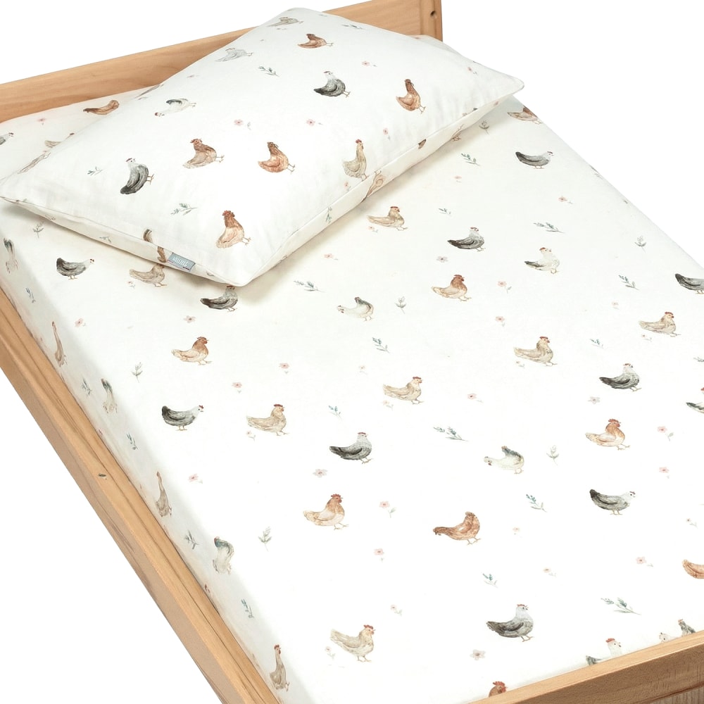 Drap housse en coton écru 60x120