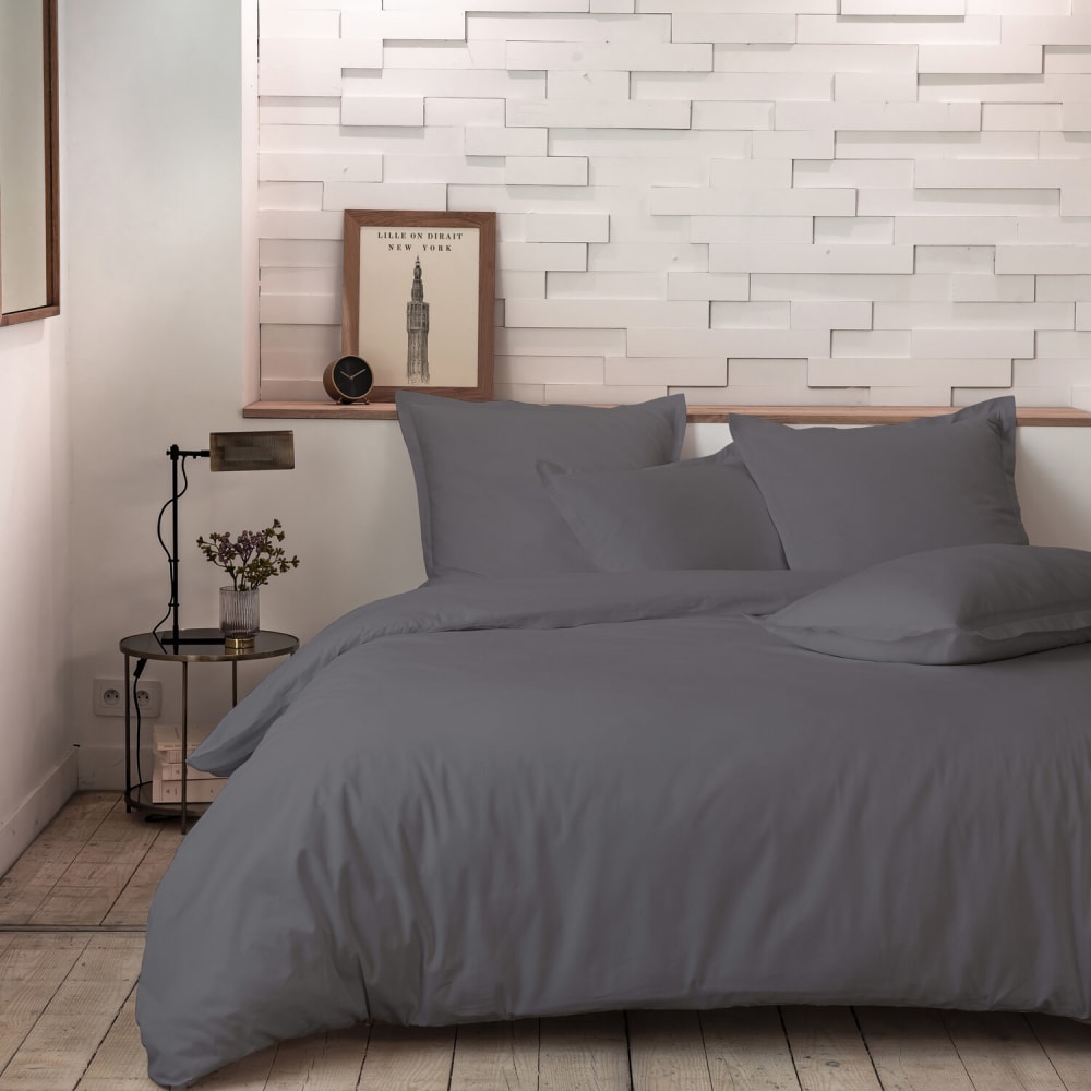 Draps plat coton gris 240x300 cm — vue 4