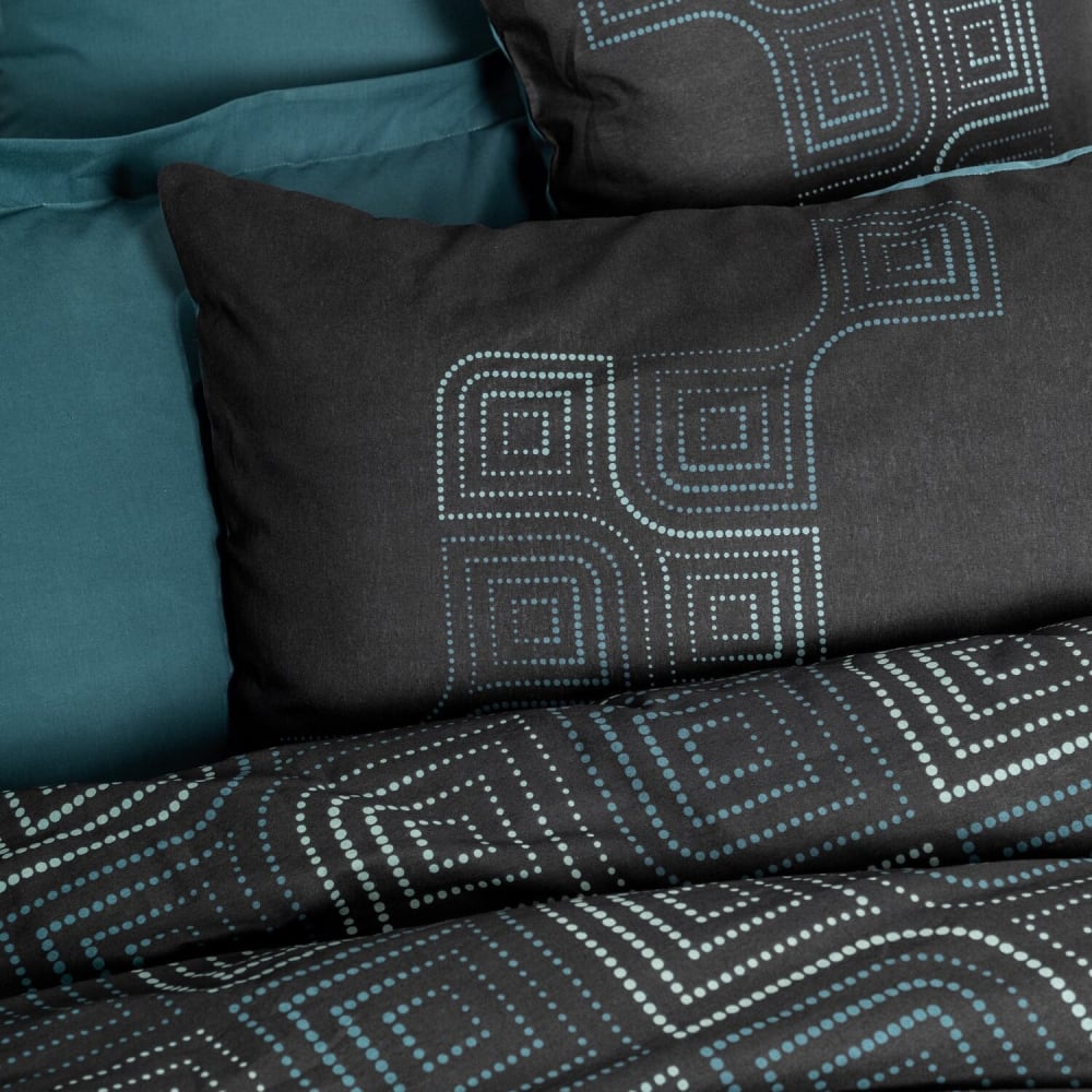 Parure housse de couette 100% coton imprimée + 2 taies 240x220 cm - Maisons du Monde