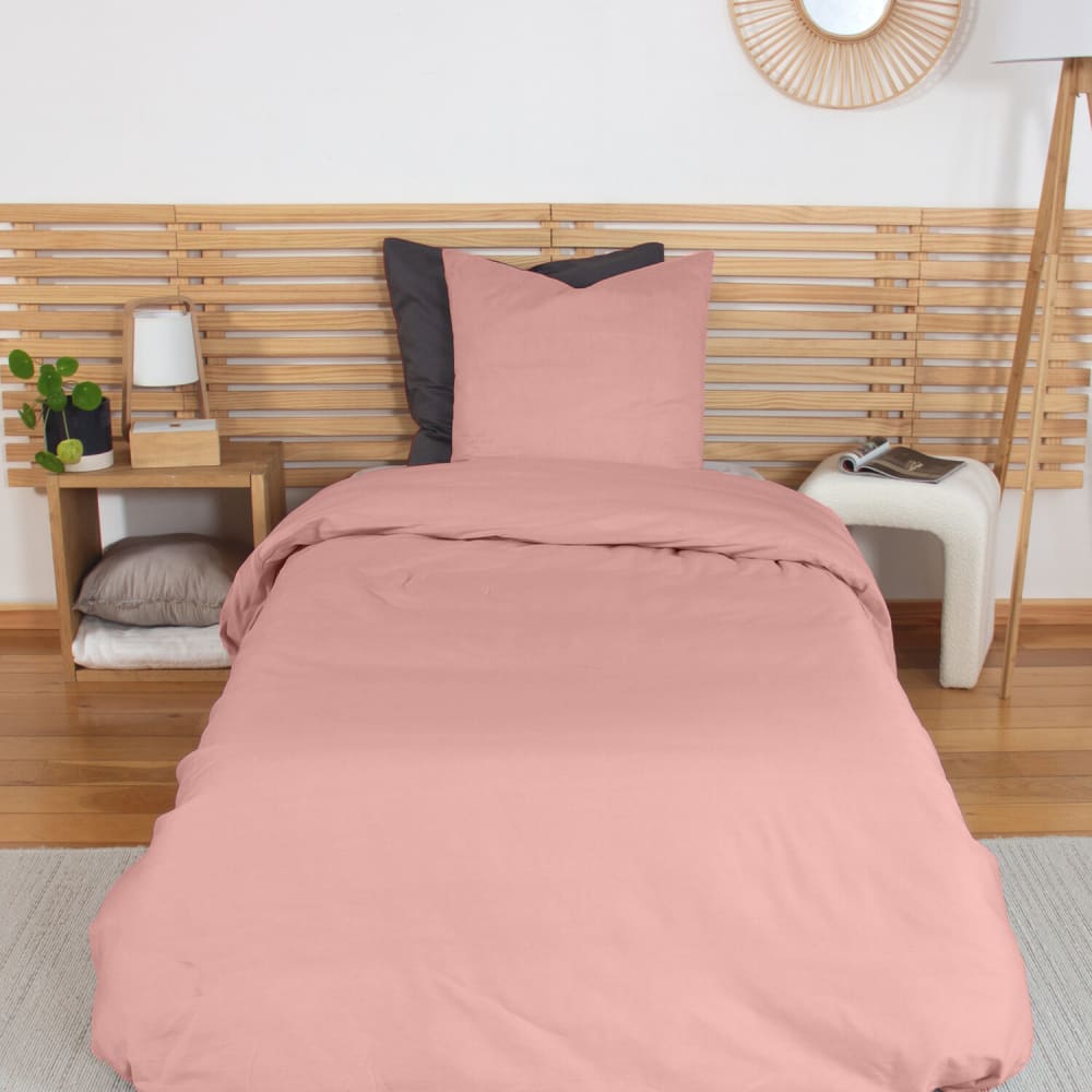 Parure housse de couette - rose