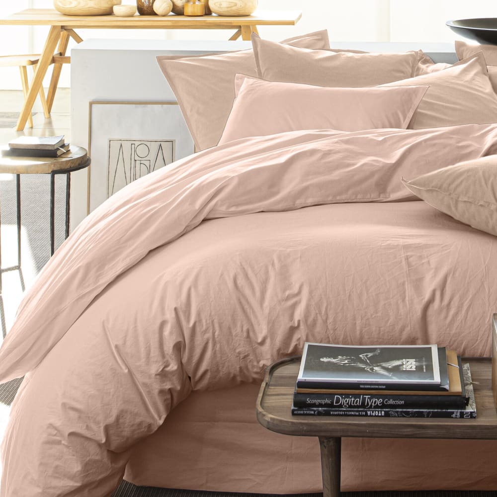 Housse de couette percale de coton rose 260x240 cm — vue 4