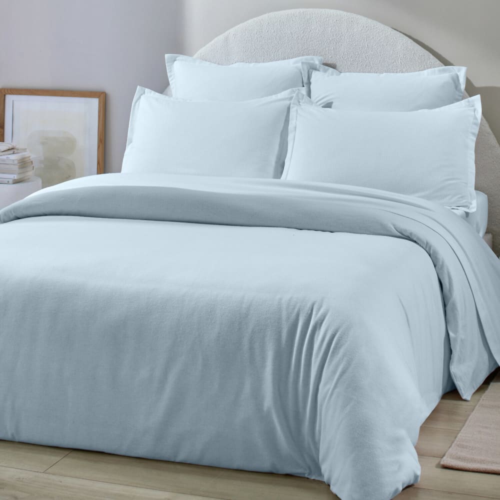 Housse de couette flanelle de coton bleu clair 240x220 cm — vue 3