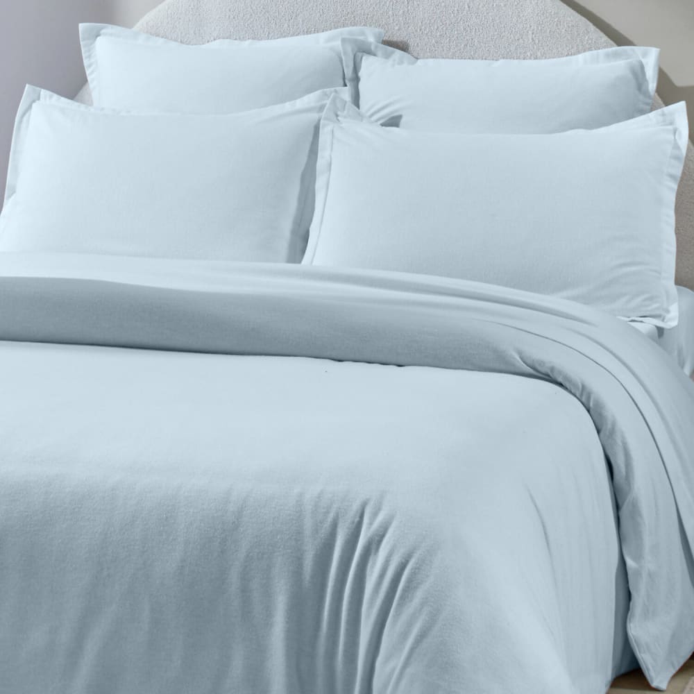 Housse de couette flanelle de coton bleu clair 240x220 cm — vue 4