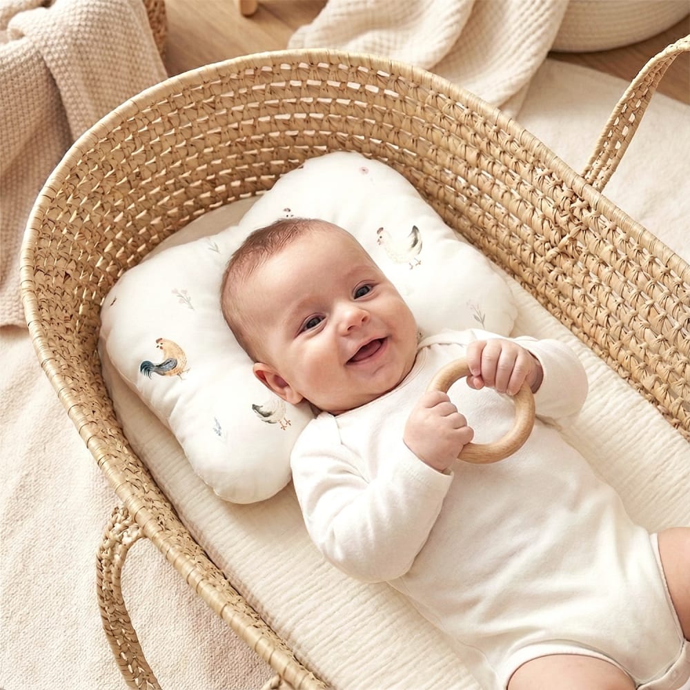 Ergonomisches nackenkissen aus baumwollsatin gallina ecru -