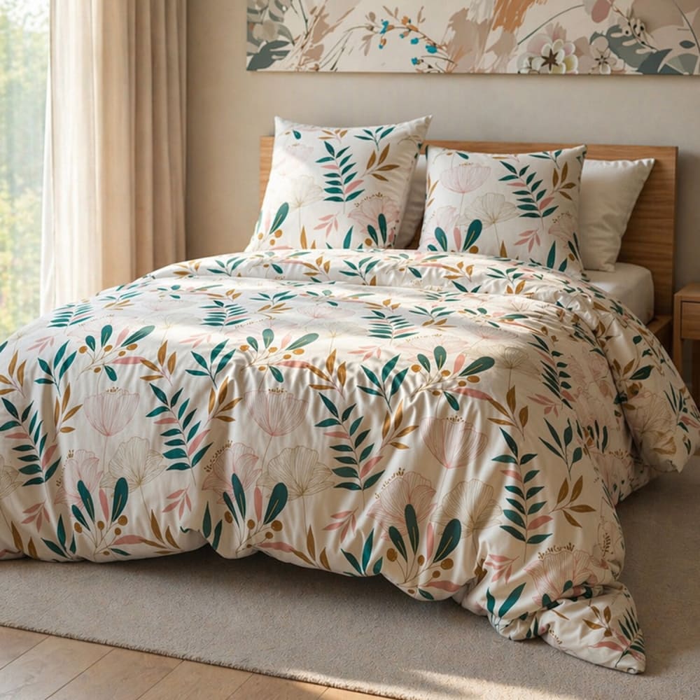 Parure de lit en microfibre motif floral + 2 taies 240x220 cm — vue 3