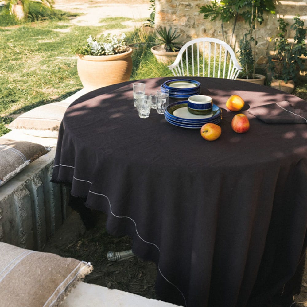 Nappe en coton tissée - franges