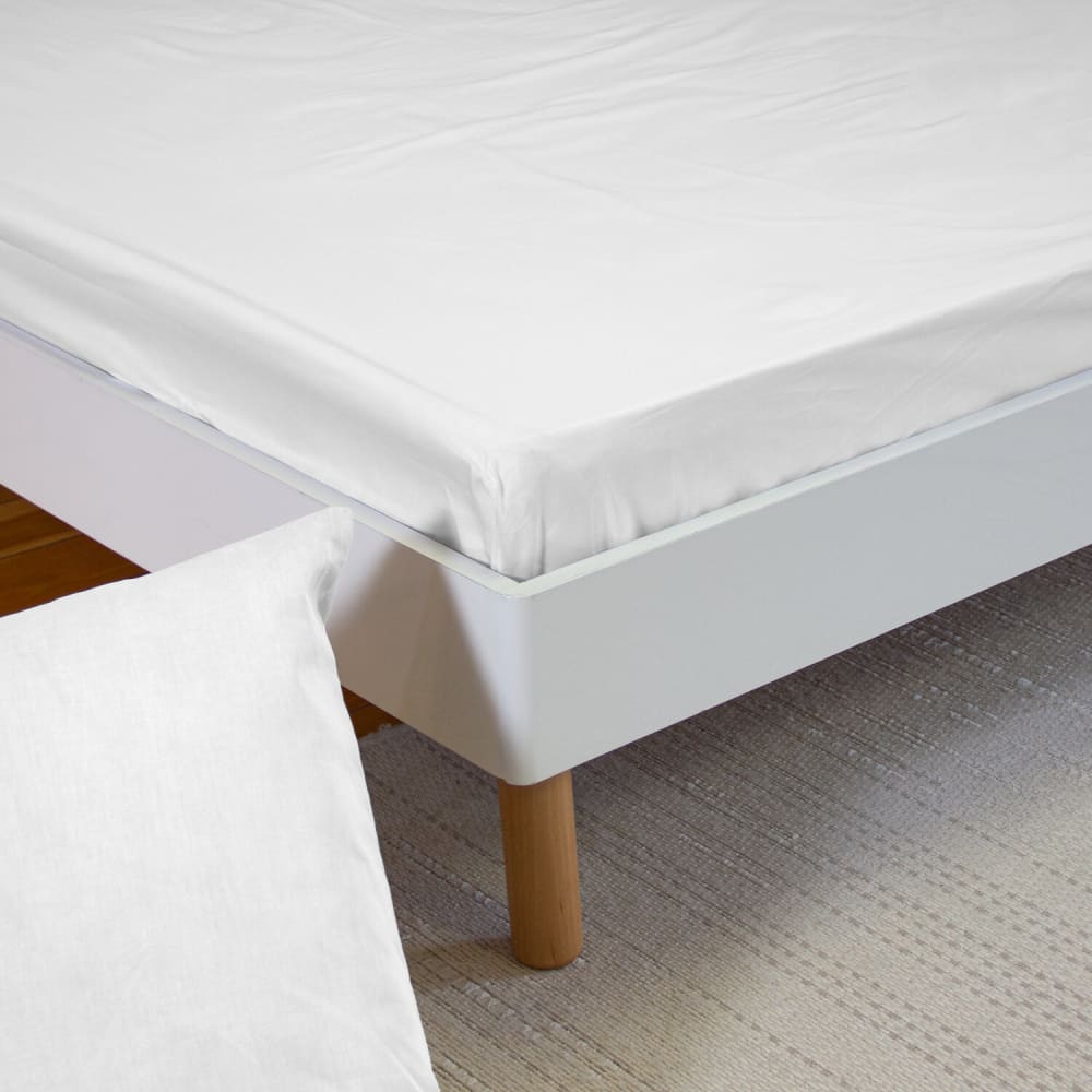 Drap housse percale de coton blanc 140x190 cm — vue 3