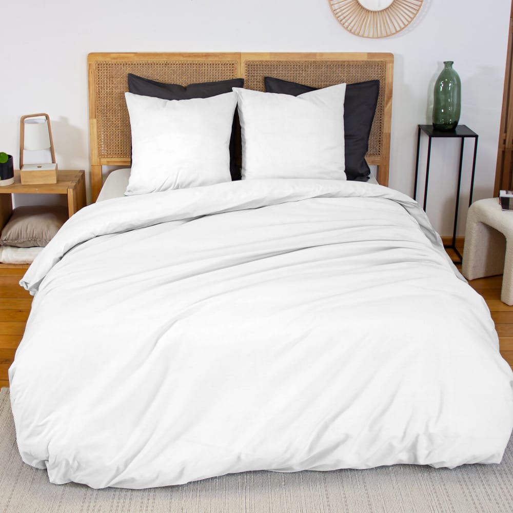 Drap housse percale de coton blanc 140x190 cm — vue 4