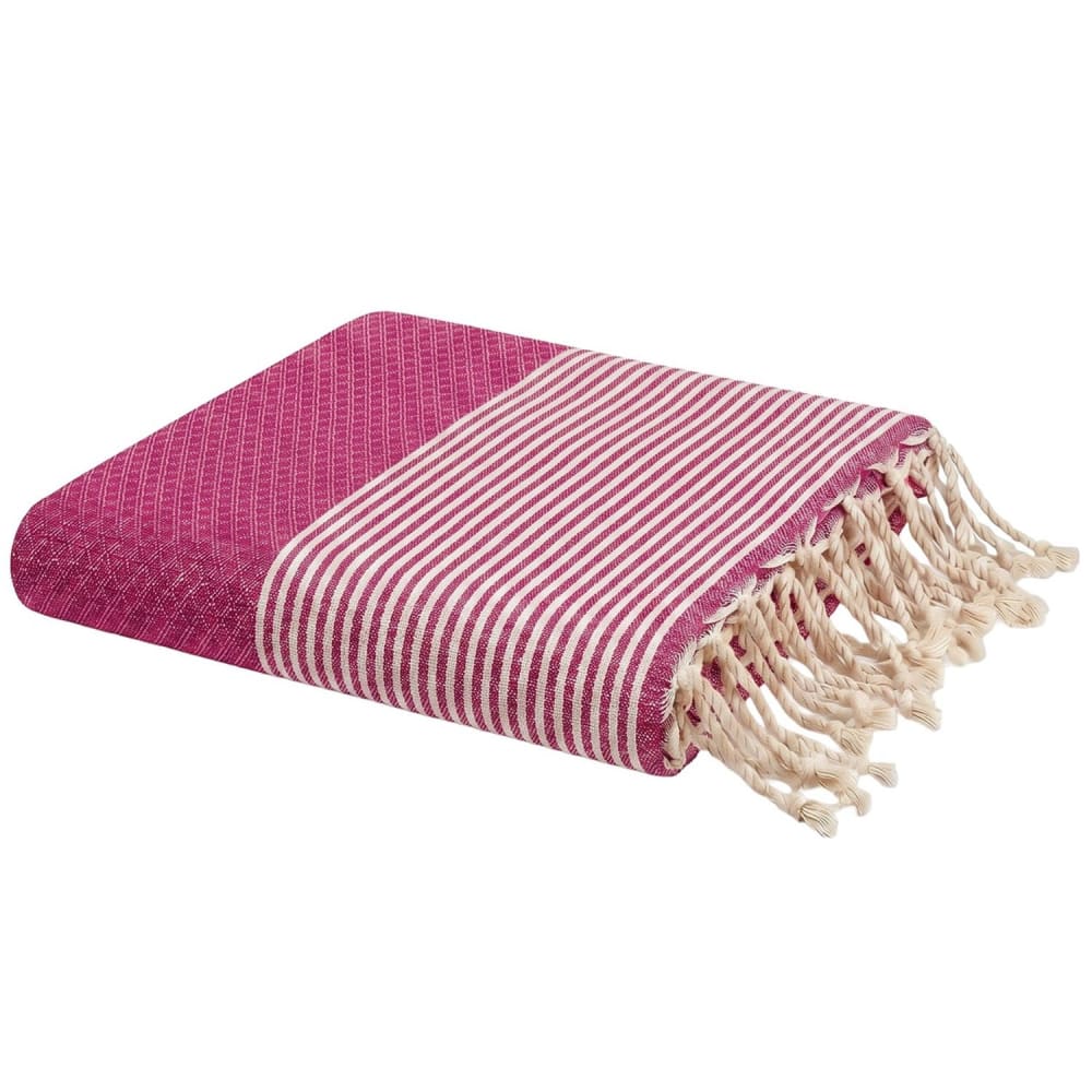 Fouta en coton recyclé rose 100x200 cm