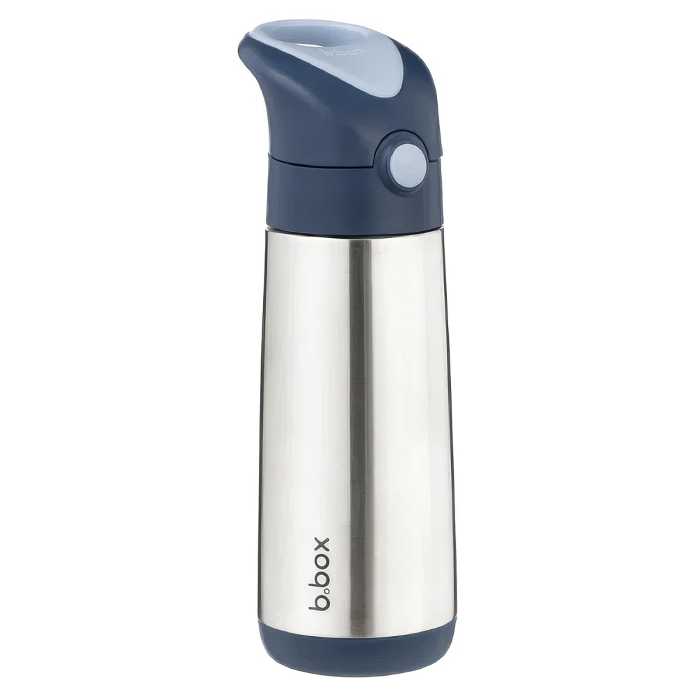 B.BOX Isolierte trinkflasche mit strohhalm BLAU STAHL Kinder