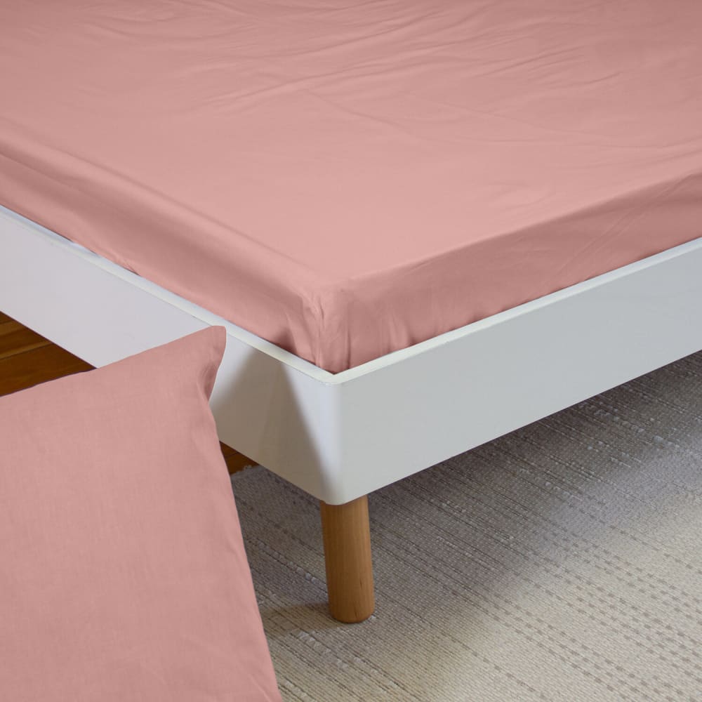 Drap housse percale de coton rose the 140x190 cm — vue 3