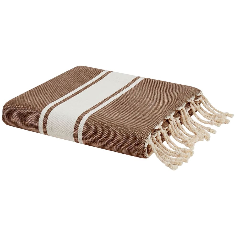 Fouta en coton recyclé taupe 100x200 cm Fouta en coton recyclé taupe 100x200 cm
