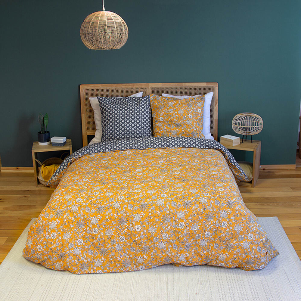 Parure housse de couette coton imprime 260x240 cm