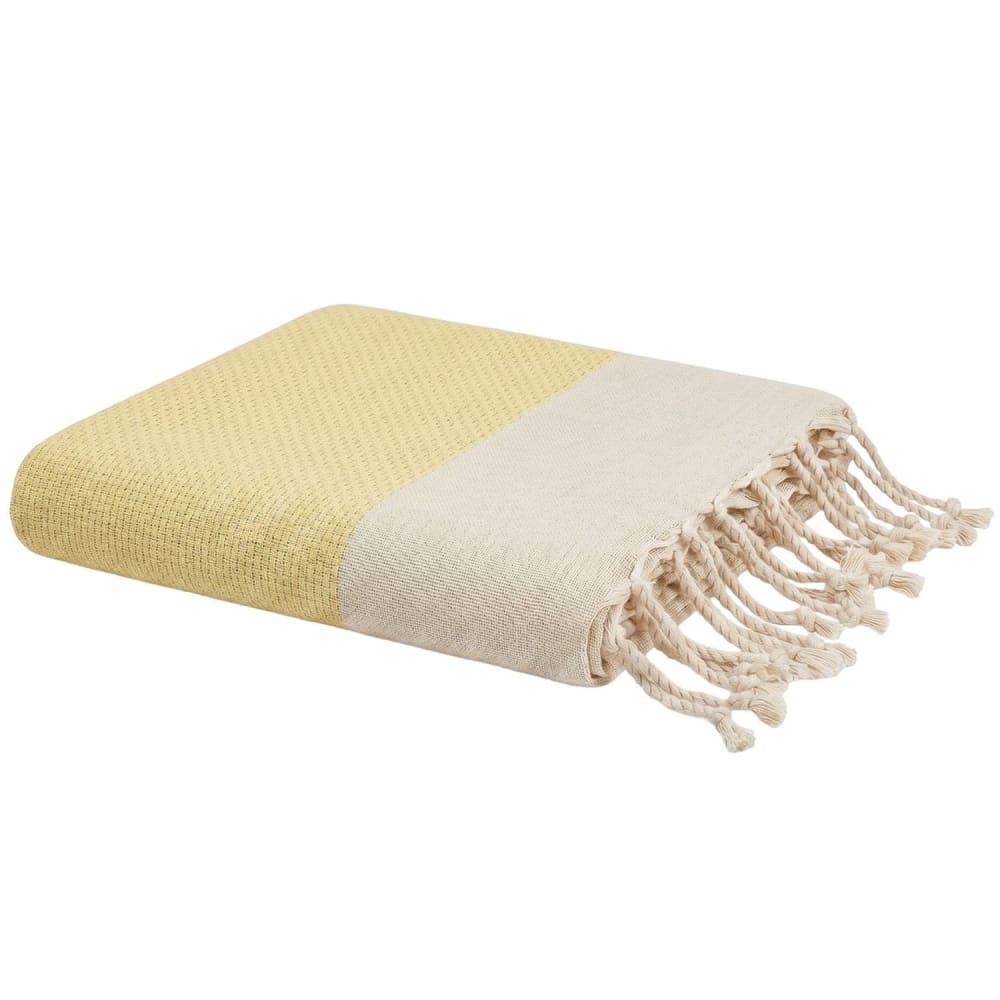 Fouta en coton recyclé jaune soleil 100x200 cm Fouta en coton recyclé jaune soleil 100x200 cm