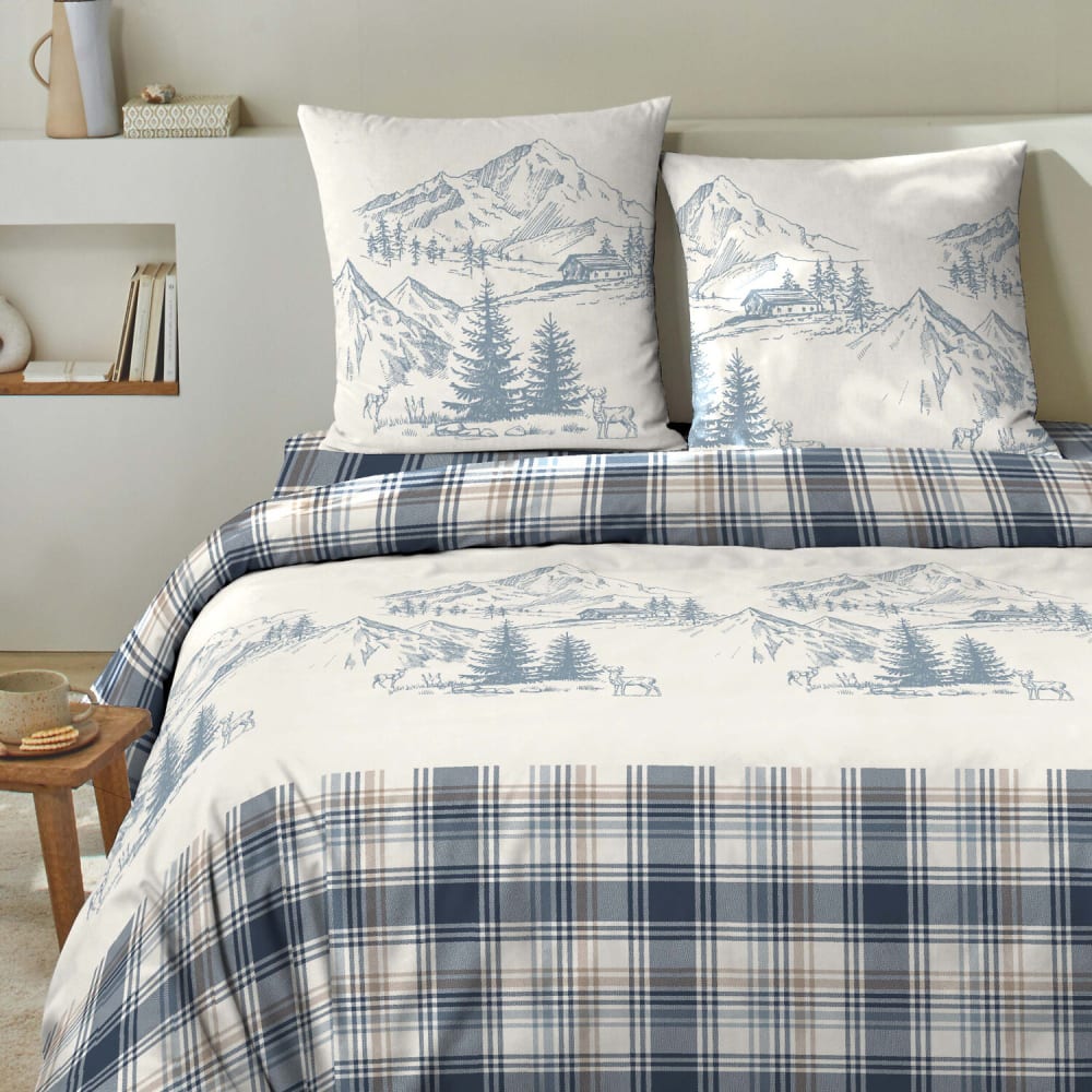 Parure housse de couette flanelle bleu 240x220 cm — vue 3