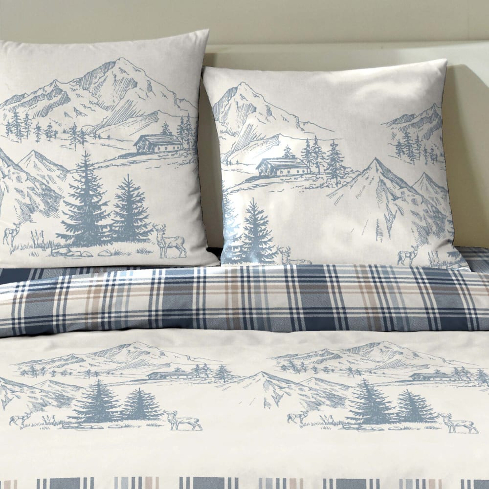 Parure housse de couette flanelle bleu 240x220 cm — vue 4
