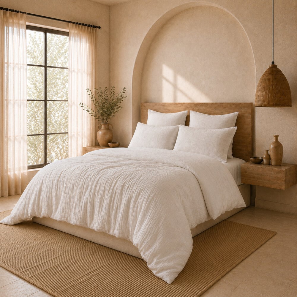 Parure housse de couette gaze de coton ecru naturel 260x240 cm — vue 3