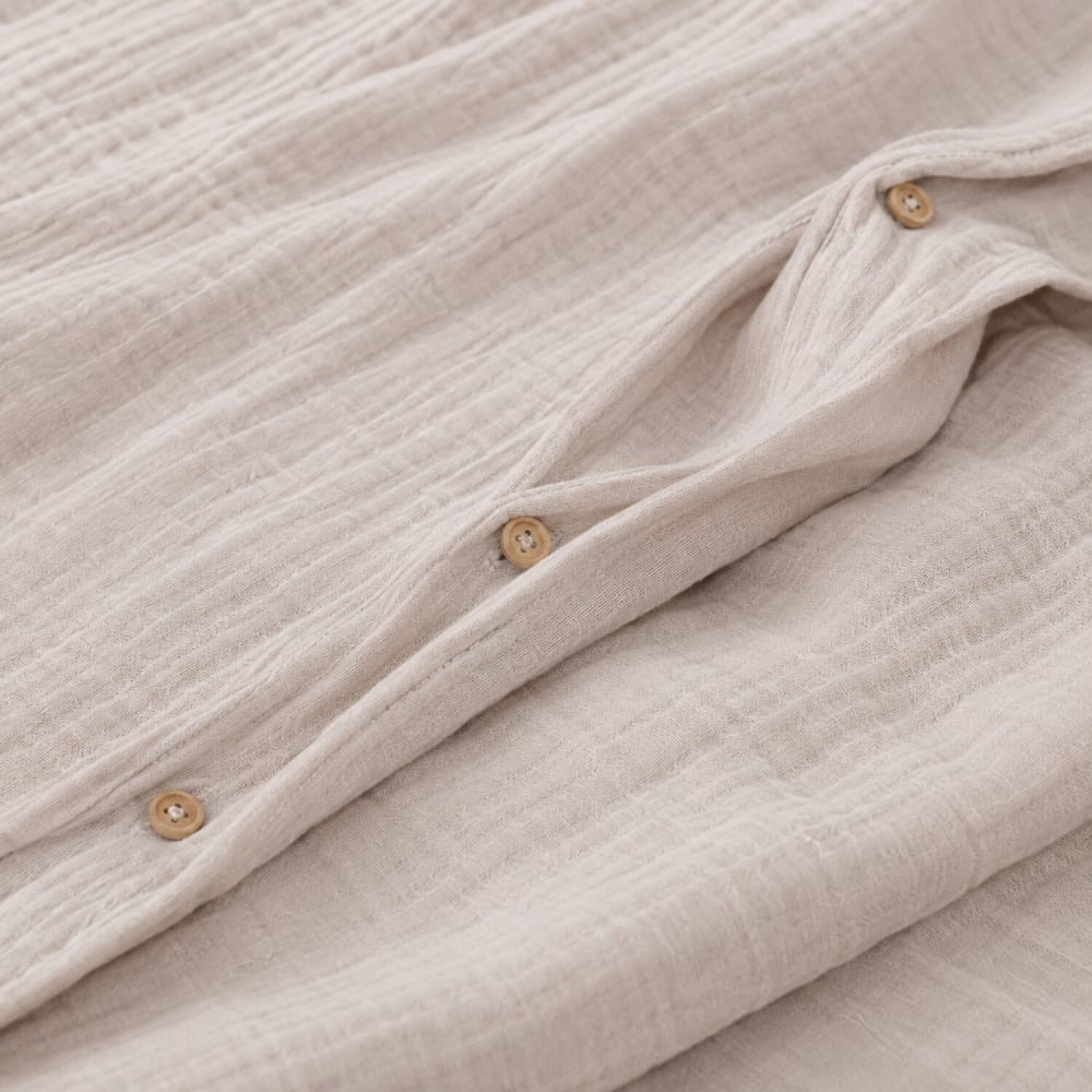 Parure housse de couette gaze de coton ecru naturel 260x240 cm — vue 4