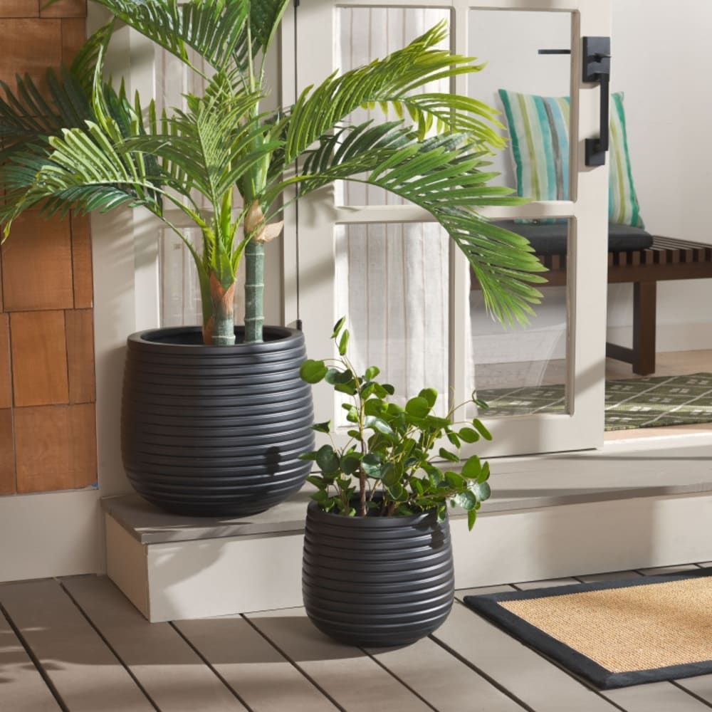 Ensemble de 2 pots de fleurs en céramique noire — vue 3